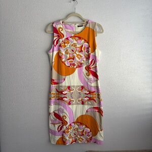 J.McLaughlin Bright Patterned Sleeveless Nylon Shift Dress